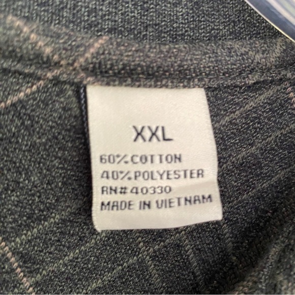 HAGGAR Long Sleeve Gray & Black Knit Collar Button Shirt Size XXL - Picture 4 of 8